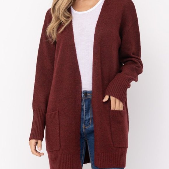 NWT Soft and Cozy Burgundy Cardigan Sweater - Picture 2 of 8
